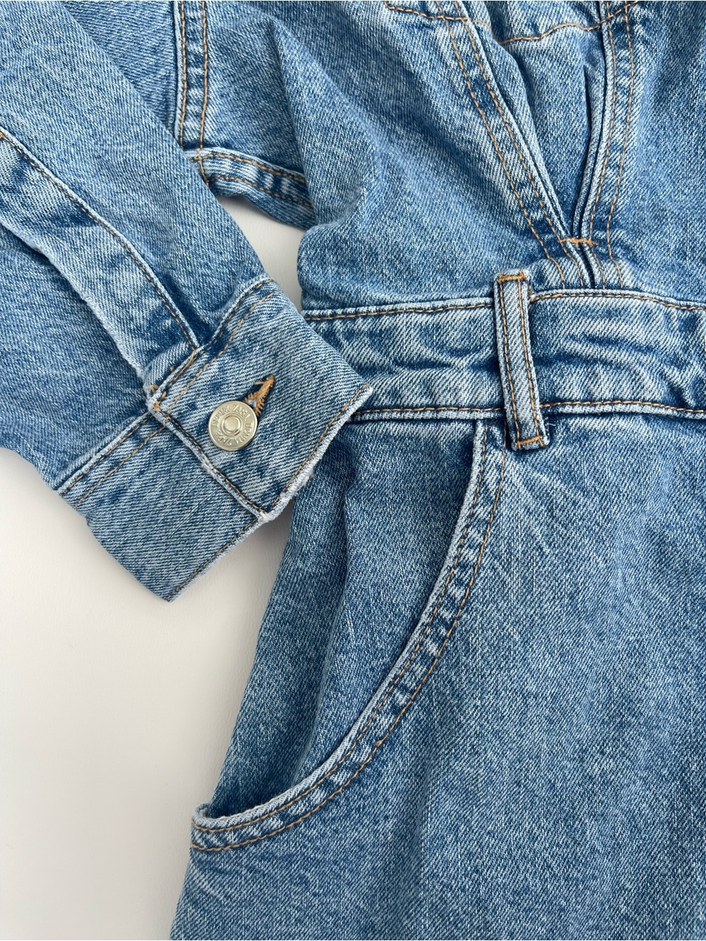ZARA MINI DENIM SHIRT DRESS BLOGGER 8197/081 BLUE SZ M NEW Jumpsuit - Picture 3 of 7